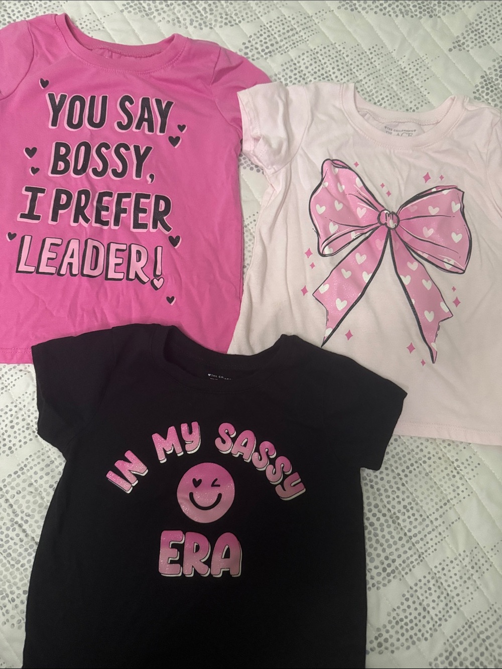 The Children's Place Pink & Black Graphic Tee Trio